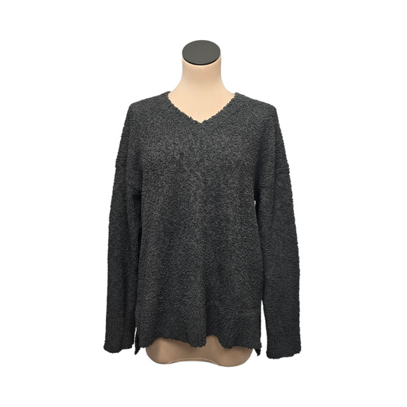 Sanctuary Sweater Womens Medium Black Textured Cozy Pullover V Neck Long Sleeve - Picture 1 of 9